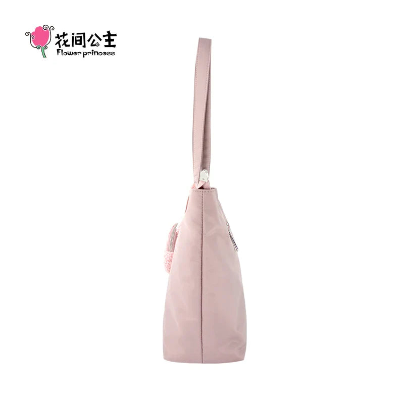 Femlion Flower Princess Pink Nylon Shoulder Bag for Women