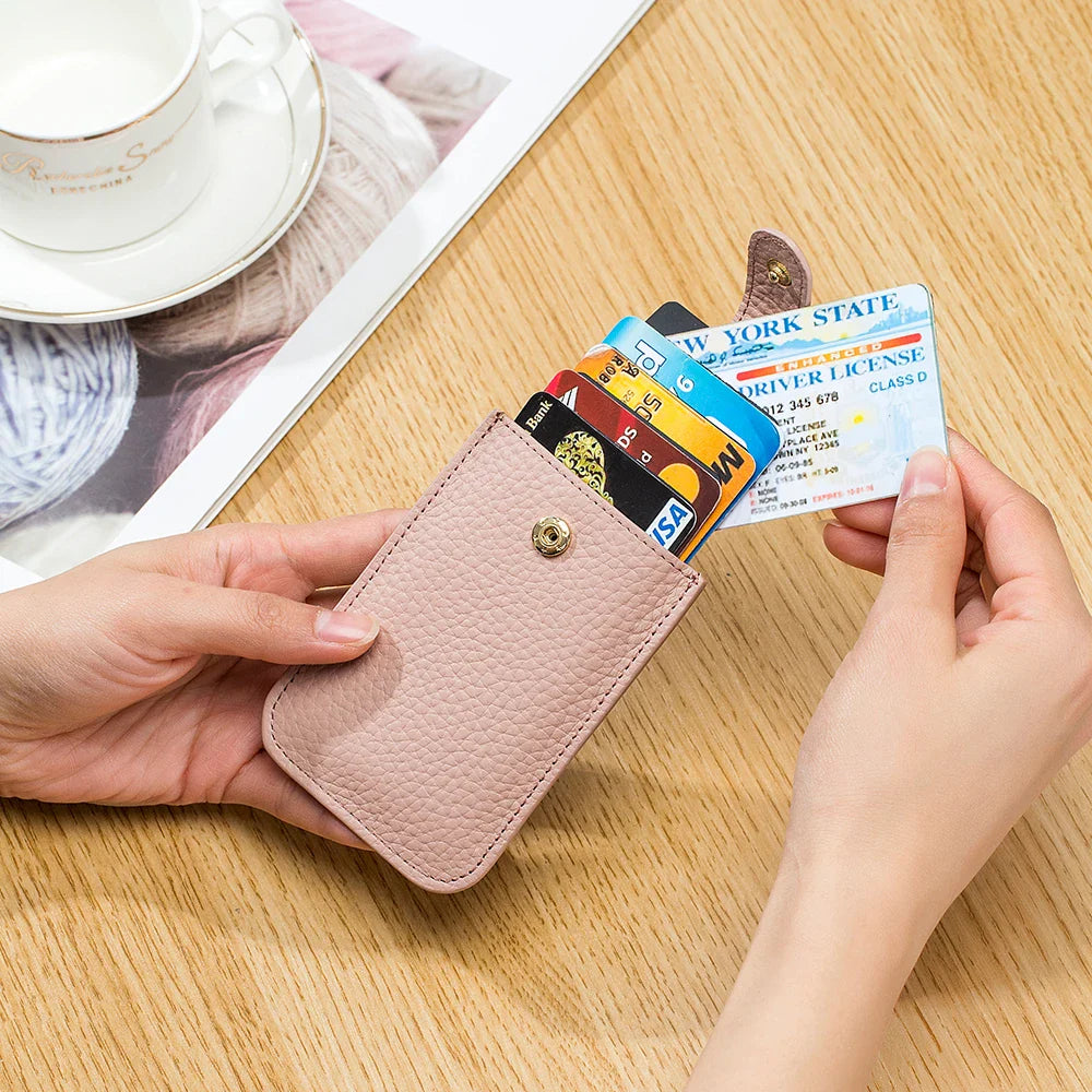 Femlion RFID Slim Card Holder Quick Access Soft Cowhide Bill Wallet