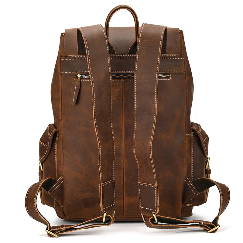 Men's Vintage Leather Backpack: Femlion Top Grade Fashion Bag Pack