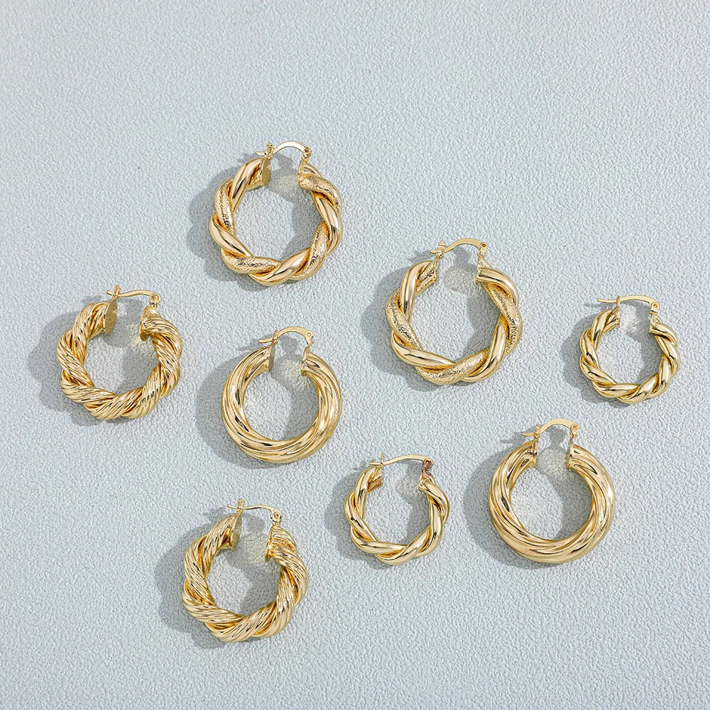 Femlion Gold Twisted Hoop Earrings: Retro Geometric Circle Round Earrings