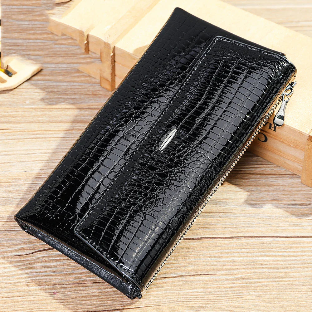 Femlion Leather Clutch Purse Wallet Large Capacity Handbag Long Luxury Women's Bag