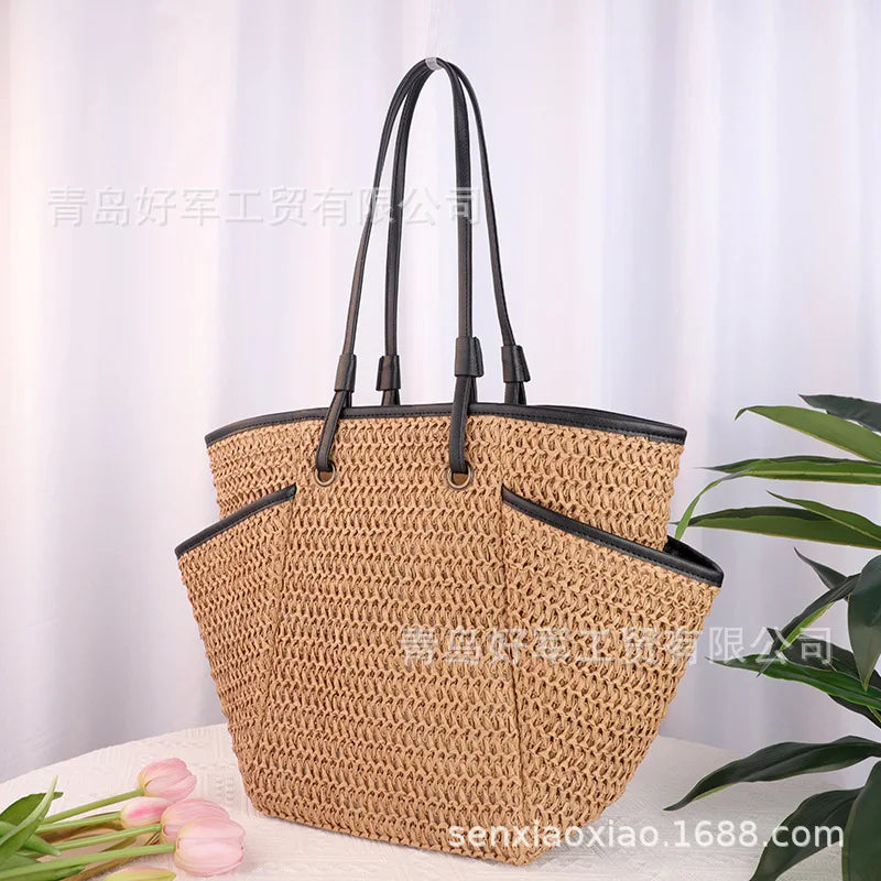 Femlion Phoenix Eye Straw Shoulder Woven Bag