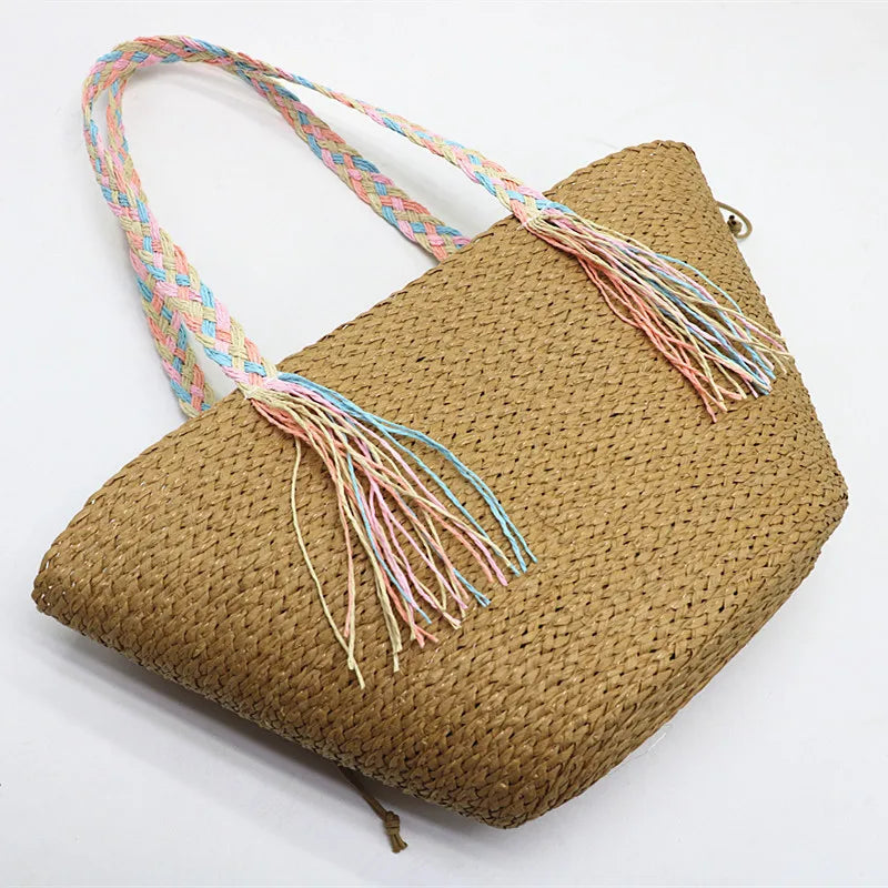 Femlion Paper Straw Woven Shoulder Bag