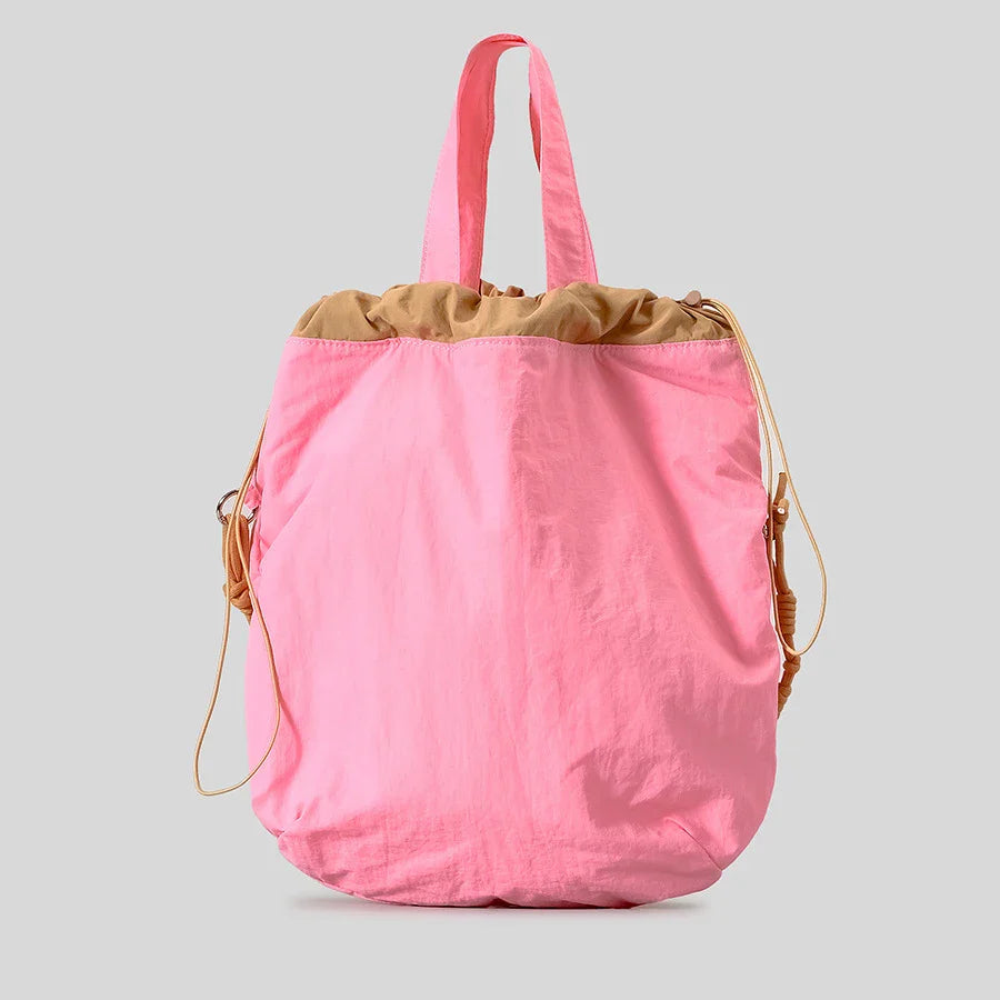 Femlion Canvas Shoulder Bag: Candy Color Large Tote with Drawstring - Women's Fashion Purse