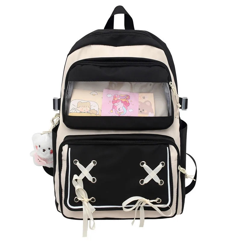 Femlion Transparent Lolita Bowtie Backpack for School and Daily Cute Style