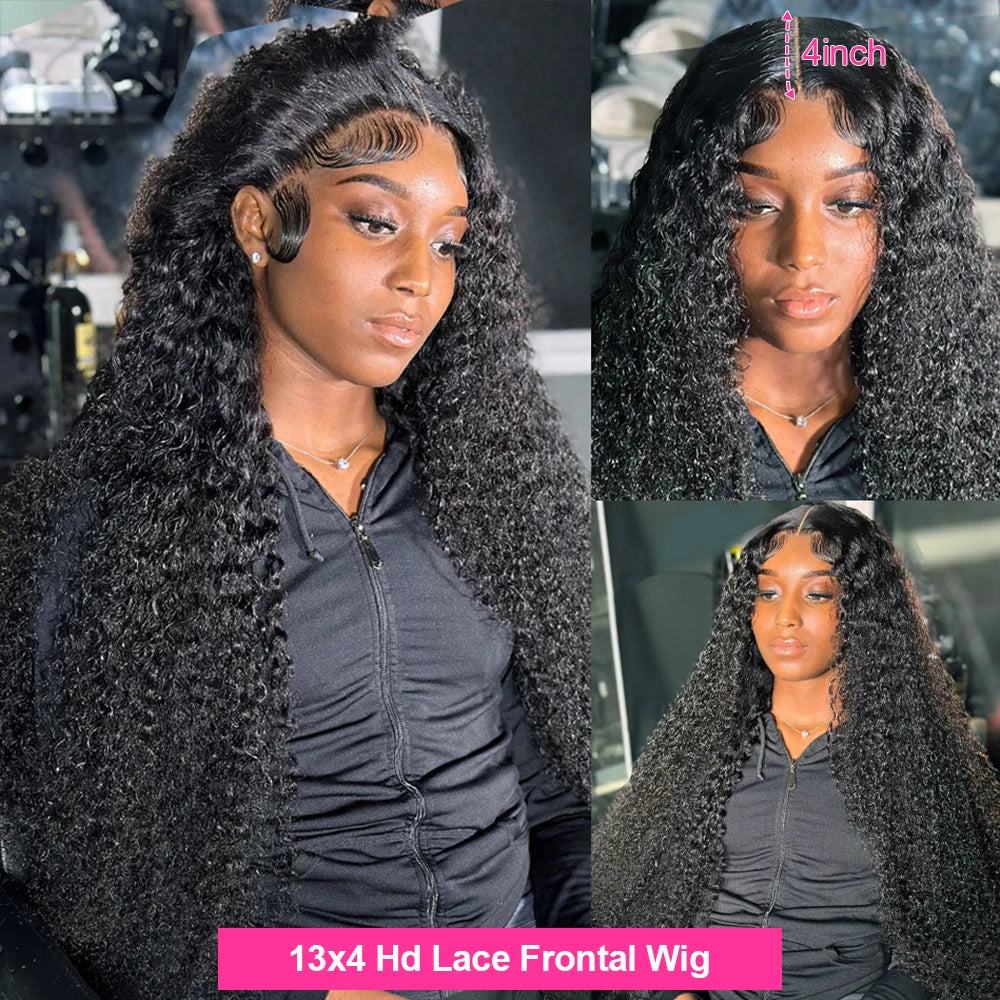 Femlion  13x6 HD Deep Wave Lace Frontal Wig 30 Inch Human Hair Curly Wig