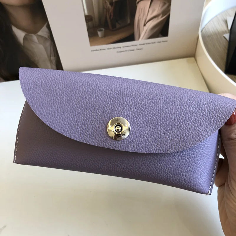 Femlion Litchi Grain Leather Sunglasses Case in Purple Nude Pink