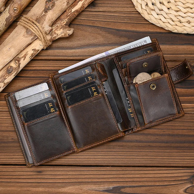 Femlion RFID Leather Men's Wallet: Secure & Stylish Accessory for Business