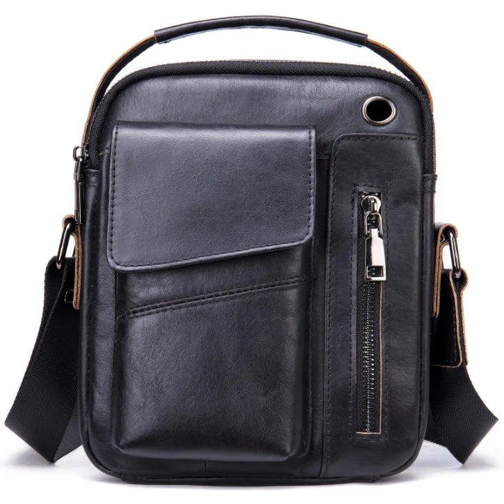 Femlion Men's Leather Shoulder Bag: Casual & Stylish Crossbody Phone Pouch