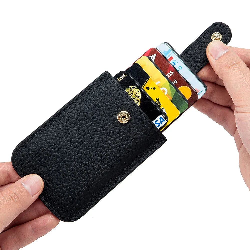 Femlion RFID Slim Card Holder Quick Access Soft Cowhide Bill Wallet