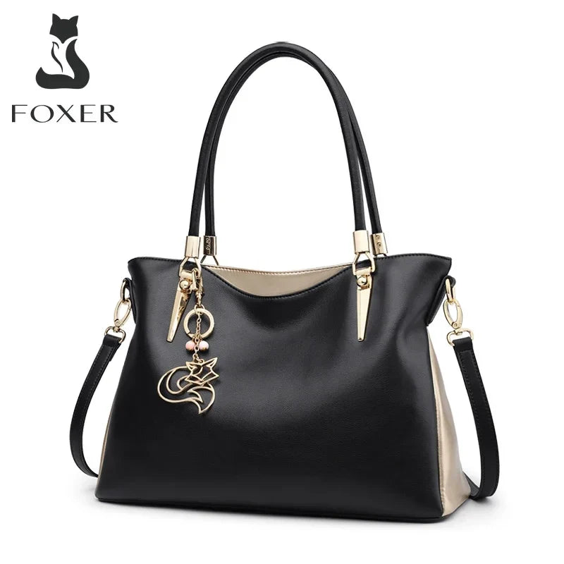 Femlion Genuine Leather Top Handle Bag - Stylish Shoulder Crossbody Handbag