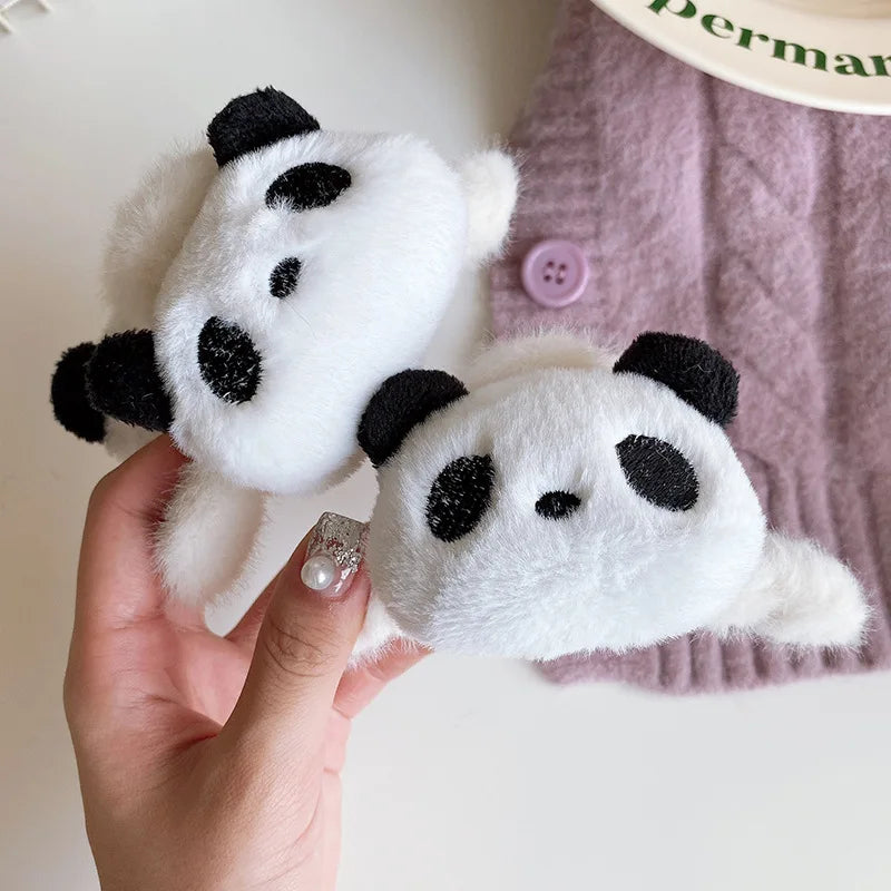 Femlion Plush Panda Hair Clip for Women - Cute Cartoon Hair Accessory