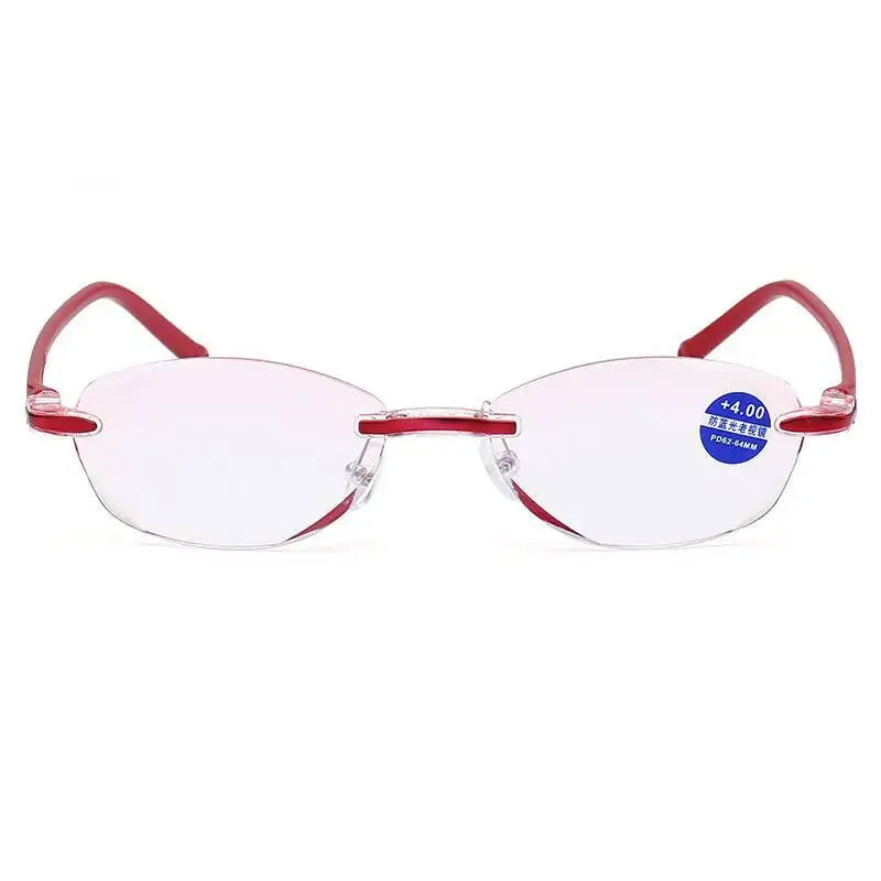 Femlion Frameless Anti-blue Light Reading Glasses for Women with Diopter +1.0 to +4.0