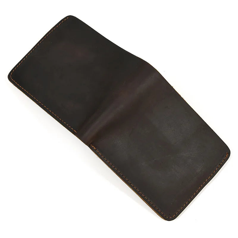 Femlion Vintage Leather Card Holder Wallet Men Bifold Short Purse