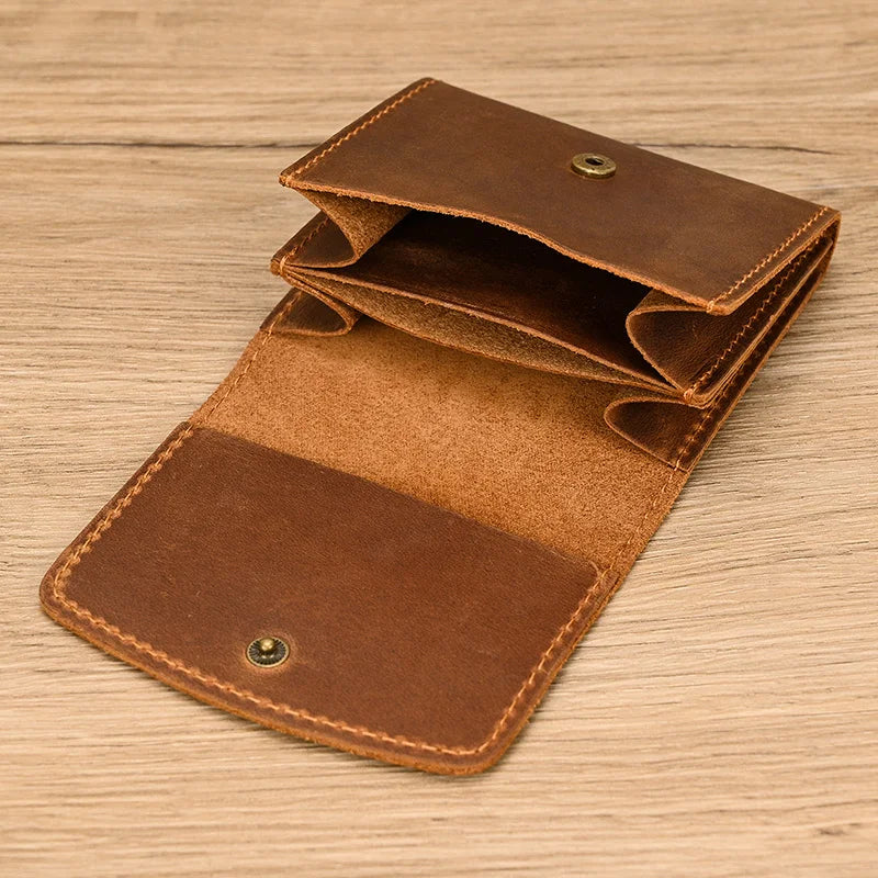 Femlion Genuine Leather Coin Purse Wallet for Men and Women