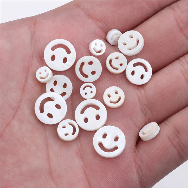 Femlion White Shell Smiling Face Pendant for DIY Jewelry Making