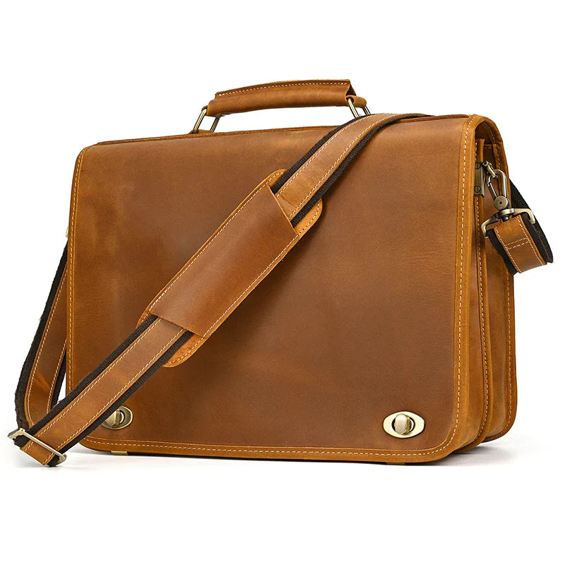 Femlion Leather Laptop Bag: Stylish Business Briefcase for Men