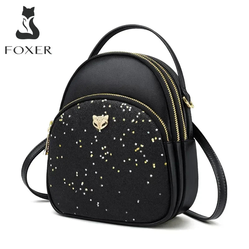 Femlion Glett Mini Leather Backpack: Fashionable Multilayer Space for Women's Essentials