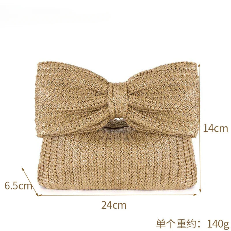 Femlion Bow Grass Woven Bag - 2024 New Hand Grab Trend.