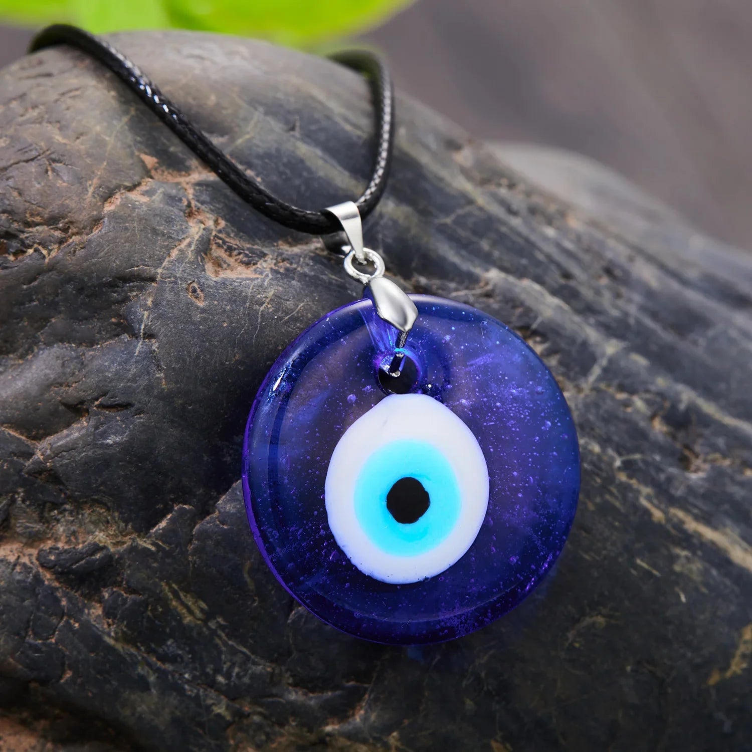 Femlion Bohemian Resin Evil Eye Pendant Necklace for Women - Lucky Demon Eyes Choker