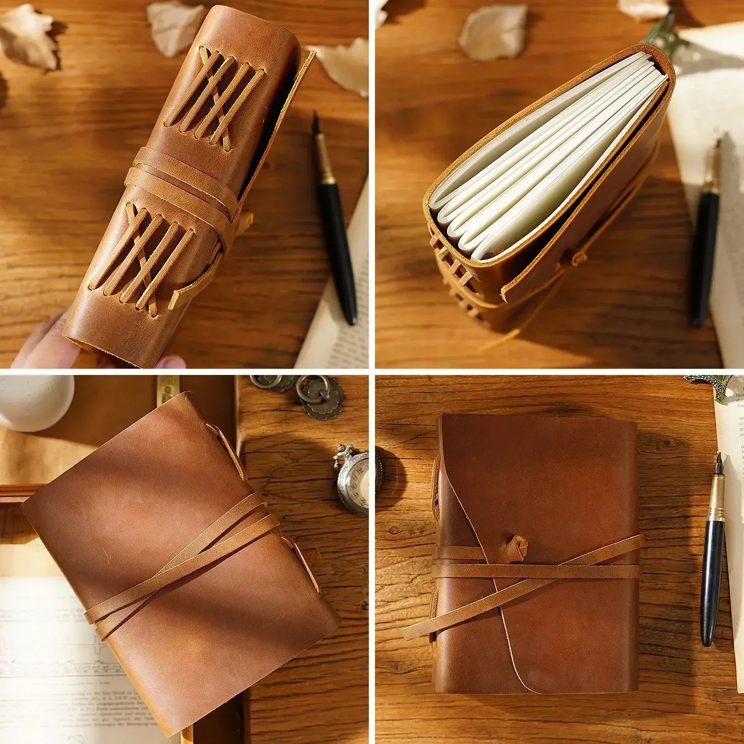 Femlion Retro Traveler Notebook: Handmade Cowhide Diary Book