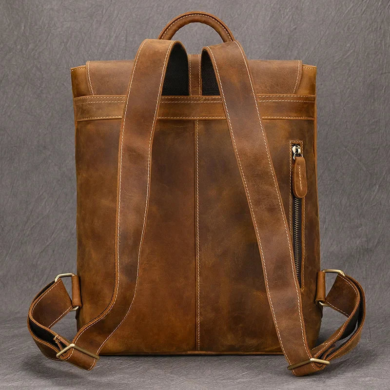 Femlion Vintage Leather Laptop Backpack for Men and Women