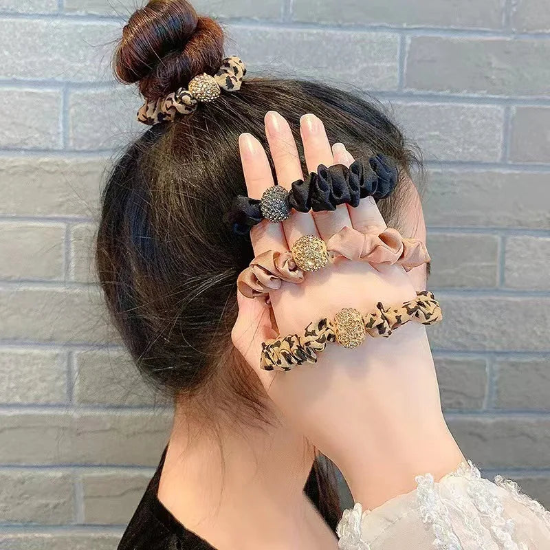 Femlion Rhinestone Bead Leopard Hair Bands Set for Women