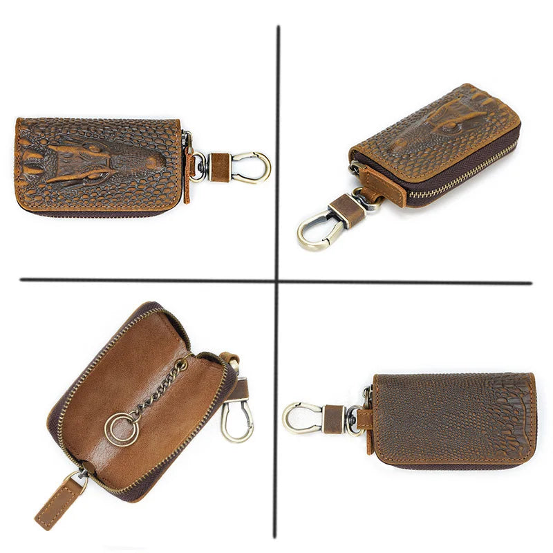 Femlion Genuine Leather Alligator Pattern Key Wallet for Men - Key Holder Case & Key Bag