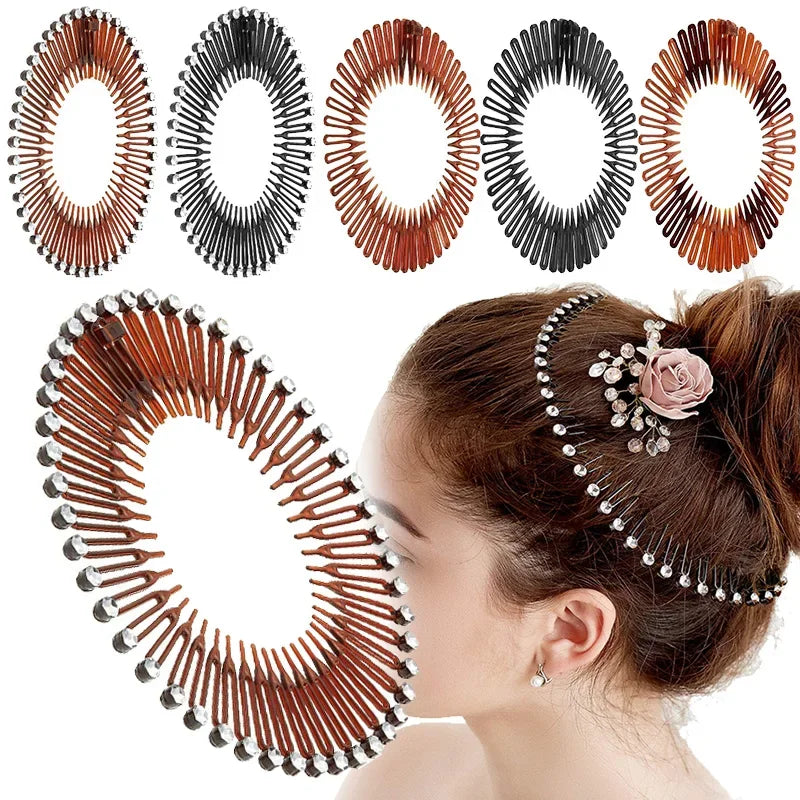 Femlion Circle Headbands Hair Hoop with Comb Teeth Hairband Clips Fashion Accessories