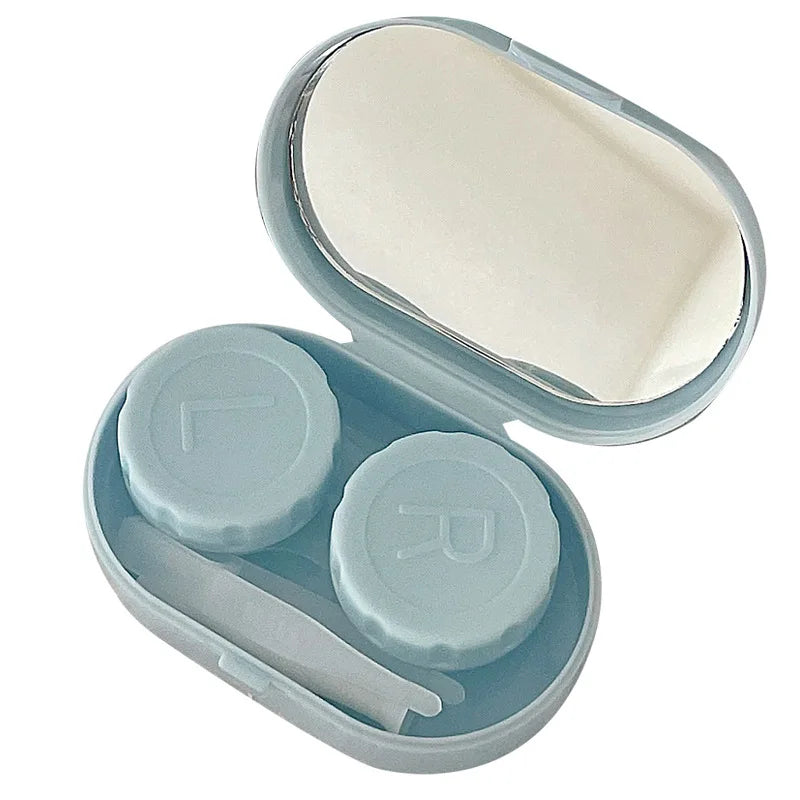 Femlion Mini Contact Lens Case with Mirror - Portable Candy Color Eye Care Container