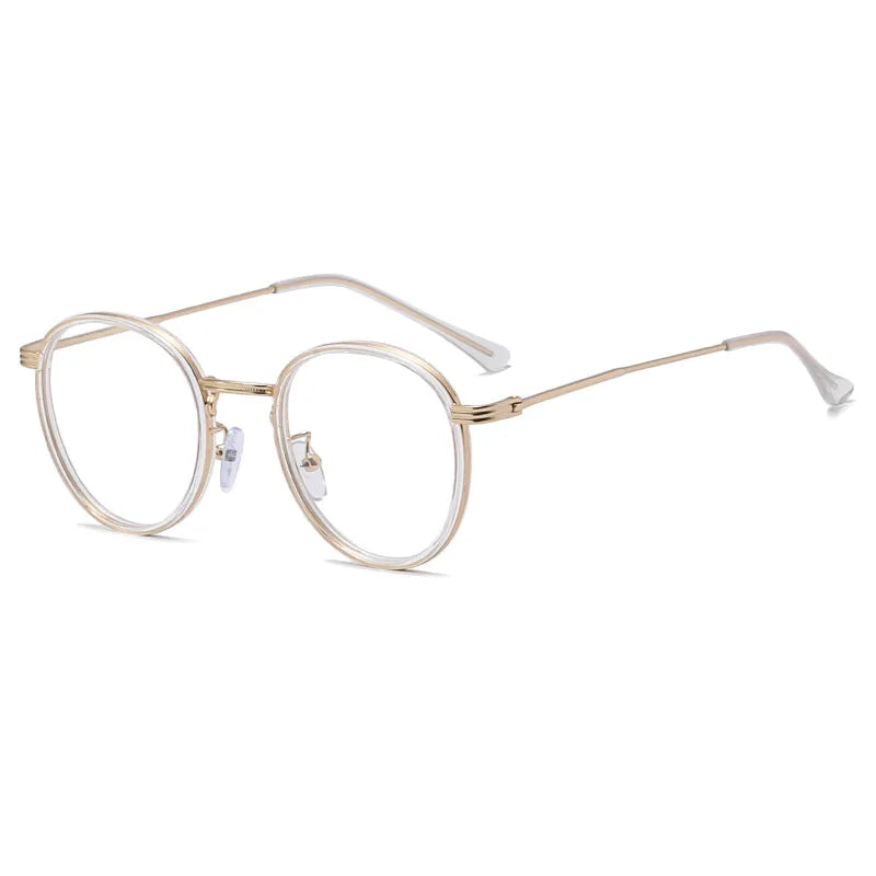 Femlion Retro Round Metal Anti Blue Light Clear Glasses for Women