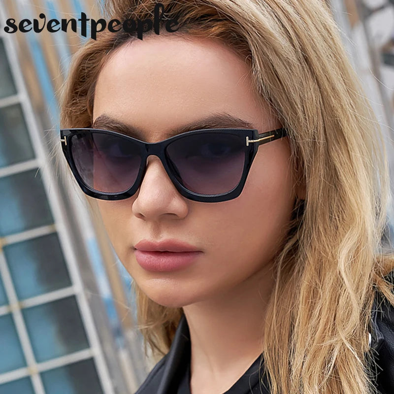 Femlion Retro Cat Eye Sunglasses Square Sun Glasses for Women Luxury Designer