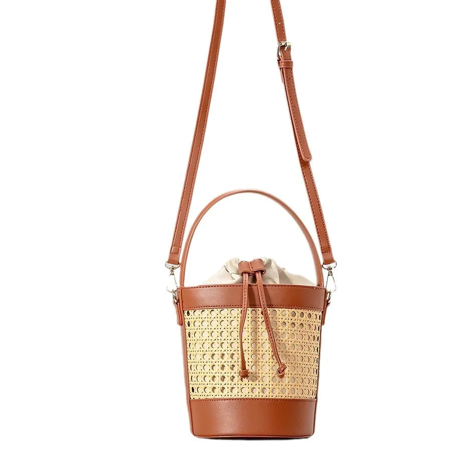 Femlion Luxury Woven Bucket Bag: Stylish Summer Handbag for Women