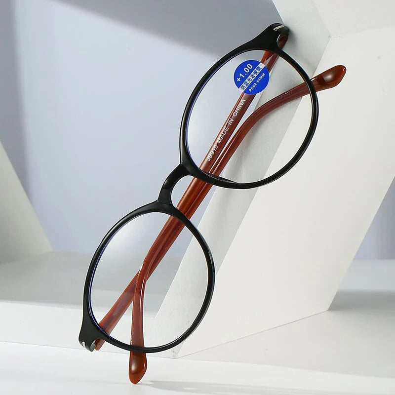 Femlion Square Round Frame Anti-blue Light Reading Glasses Diopter +1.0 - +4.0