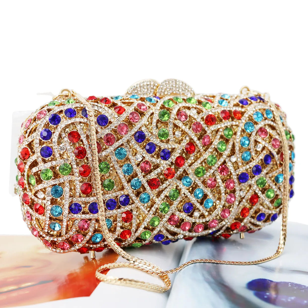 Femlion Multicolor Box Clutch Bag for Women's Evening Parties