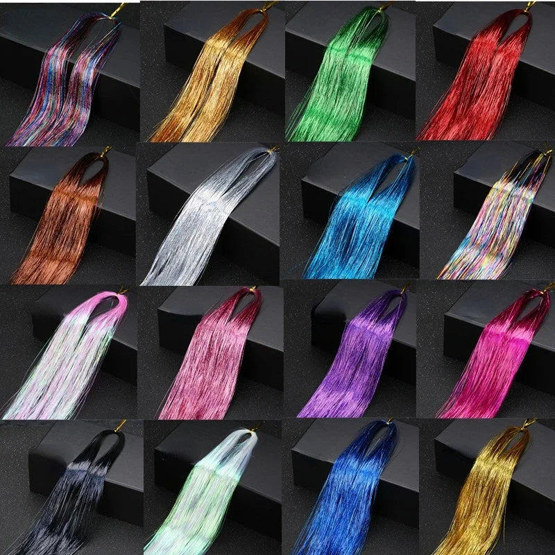 Femlion Rainbow Sparkle Hair Tinsel Strands - Glitter Hair Extensions & Headwear