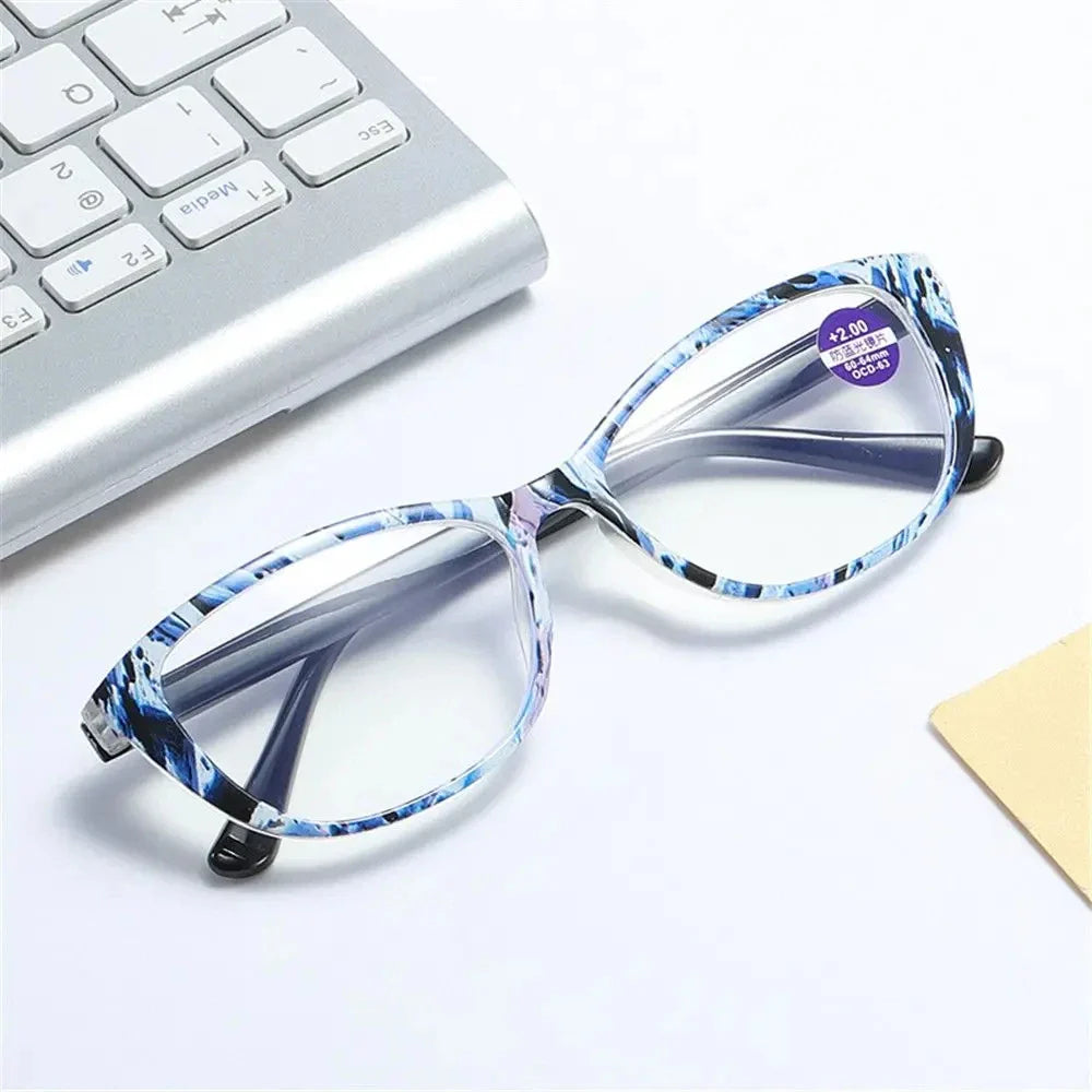 Femlion Printed Frame Anti-Blue Light Reading Glasses Men Women +1.0~+4.0