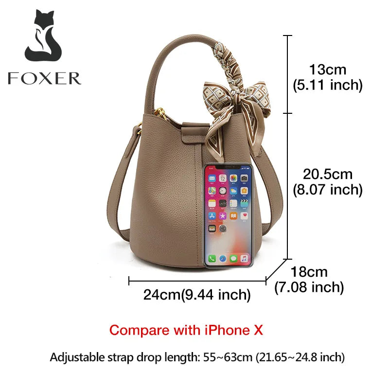 Femlion Simple Bucket Crossbody Handbag Microfiber Leather Shoulder Bag for Women