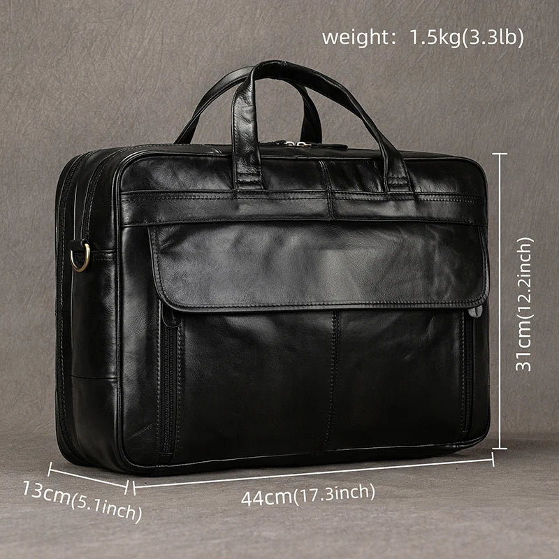 Femlion Genuine Leather Shoulder Bag Messenger Travel Laptop Briefcase Business Bag.