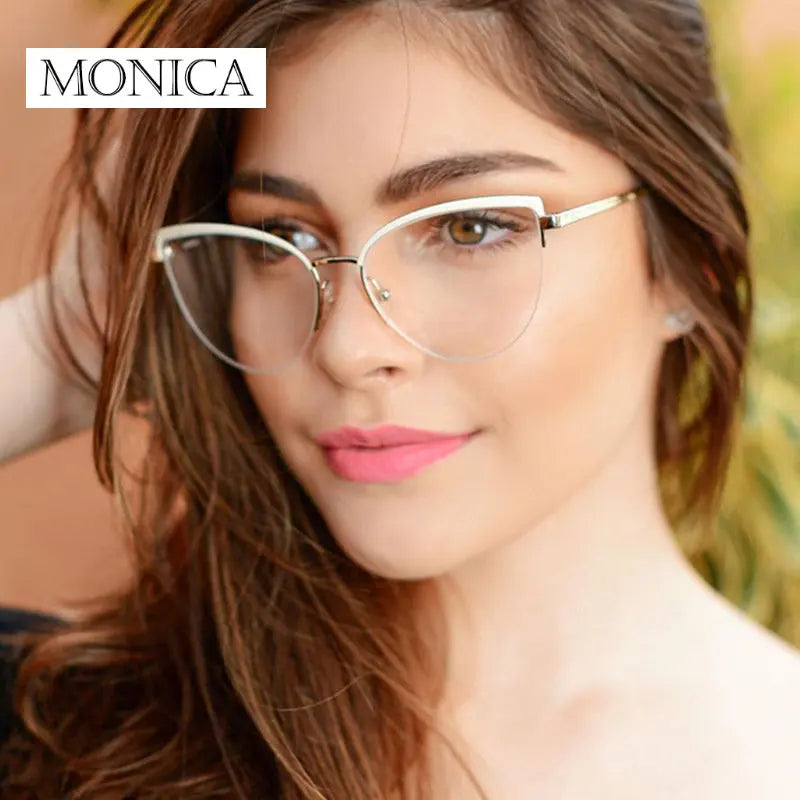 Femlion Blue Light Blocking Cat Eye Computer Reading Glasses Women Big Frame Feminine Eyeglasses