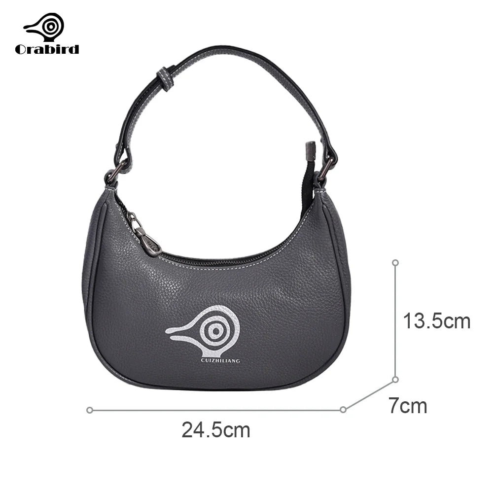 Femlion Genuine Leather Half-Moon Underarm Bag for Women - Stylish Crossbody Hobo Purse