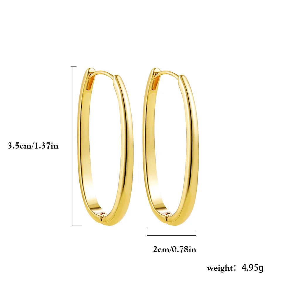 Femlion Gold Plated U-Shaped Hoop Earrings for Women Men Fashion Circle Ear Jewelry