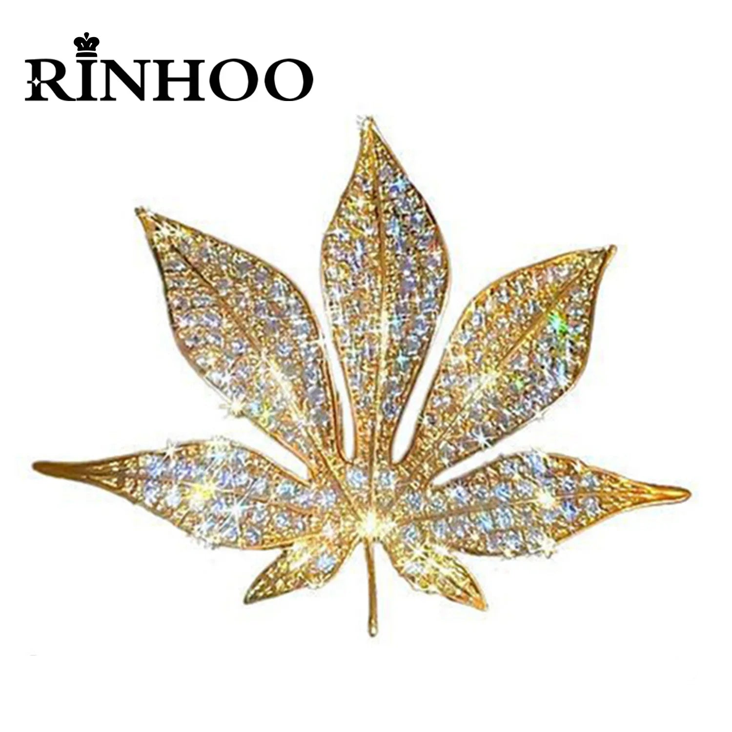 Femlion Rhinestone Maple Leaf Brooch: Elegant Plant Corsage for Women