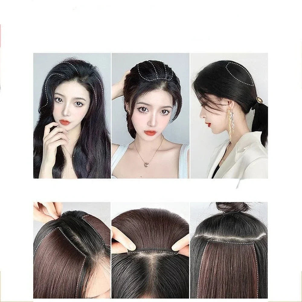 Femlion Seamless Invisible Hair Pads Clip Extension Top Cover Synthetic Hair Piece