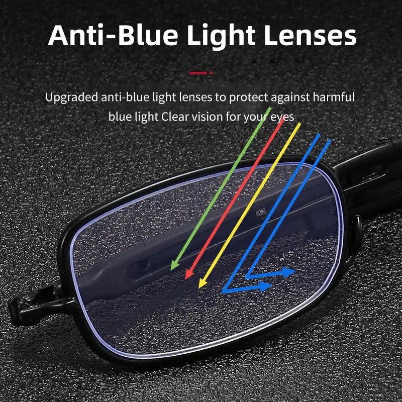 Femlion Anti Blue Light Folding Reading Glasses with Key Chain Case