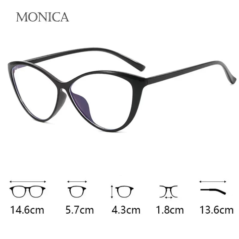 Femlion Cat Eye Anti-Blue Light Myopia Glasses Retro Square Frame Transparent Eyewear