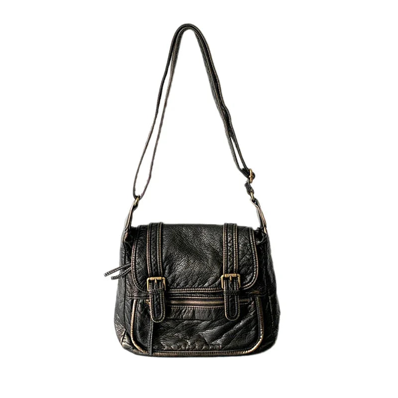 Femlion Vintage Leather Shoulder Bag for Women with Large Capacity