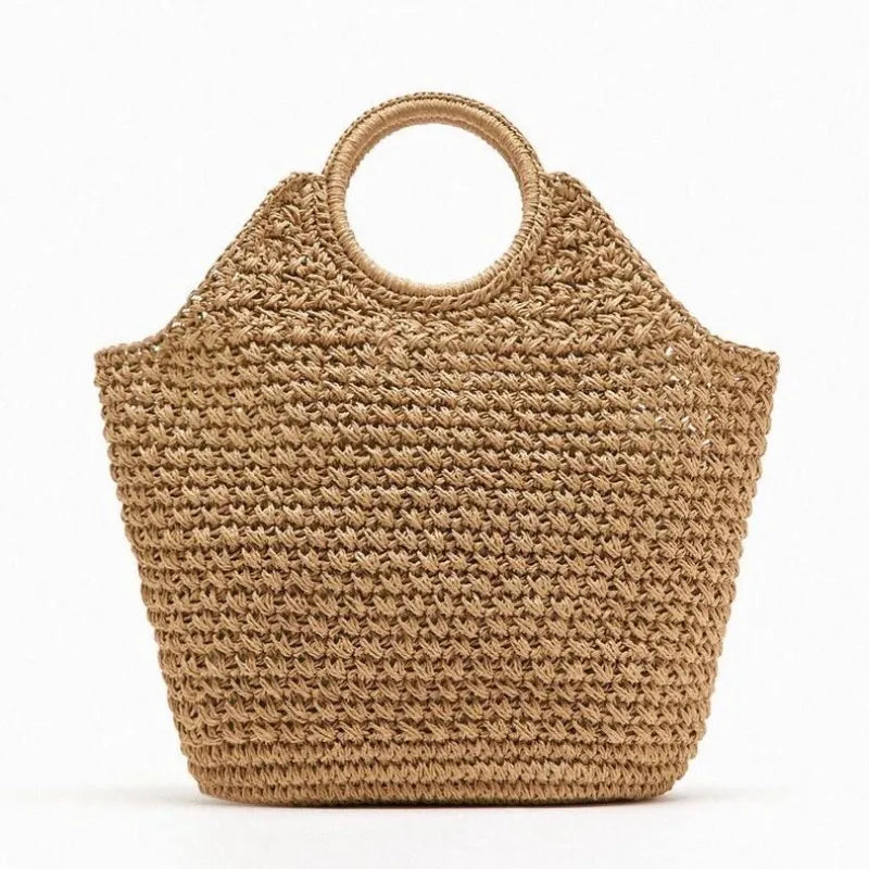 Femlion Paper Woven Beach Bag: Stylish Portable Handbag for Women