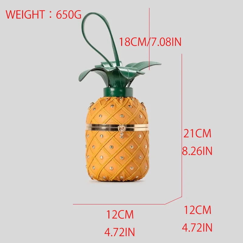 Femlion Pineapple Design Rivet Crossbody Bag in Luxury PU Leather