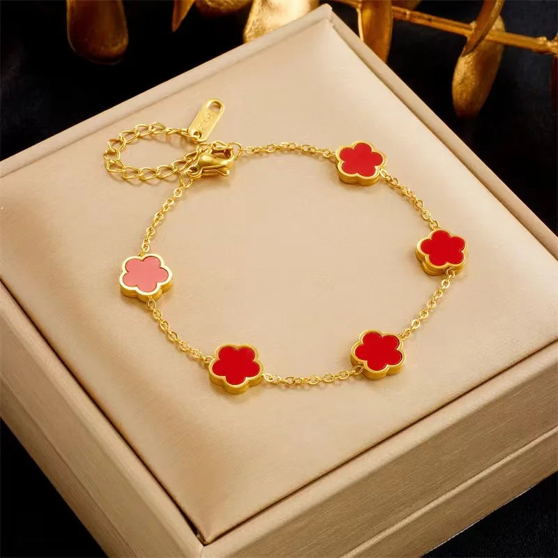 Femlion Stainless Steel Clover Bracelet: High Quality, Simple Luxury Design